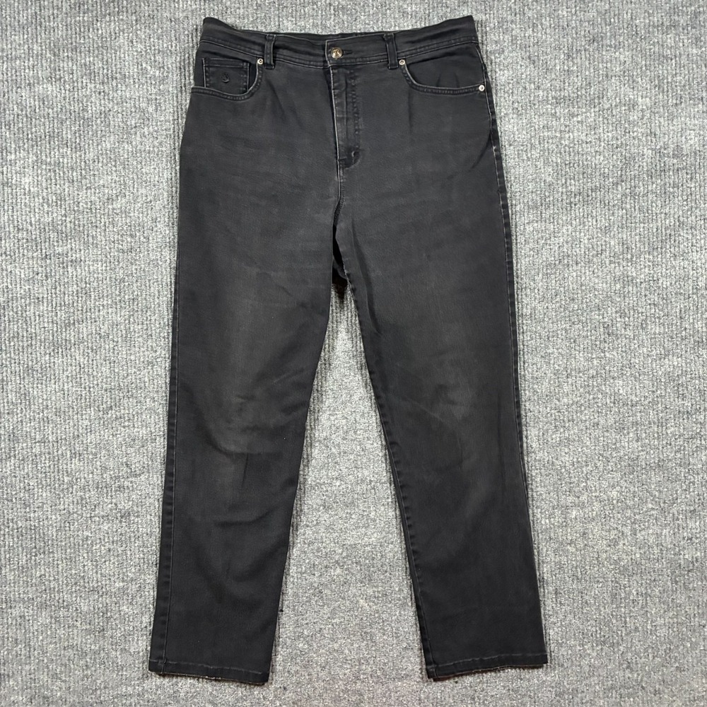 Gloria Vanderbilt Womens Jeans Size W34" Black Denim Straight Leg High Rise